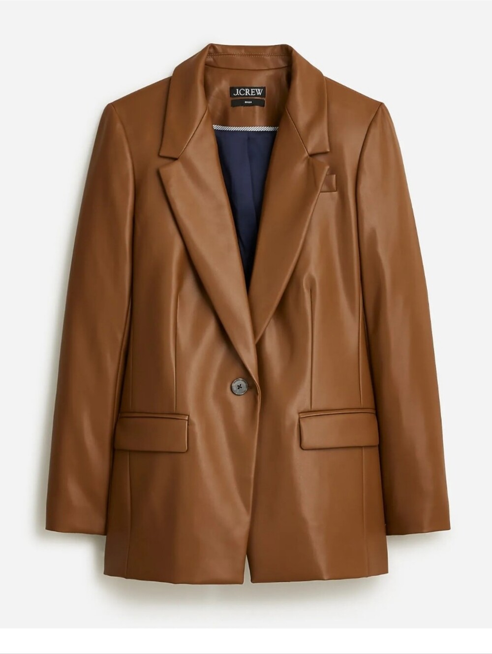 J.Crew Womens Willa Blazer Faux Leather in Rich Coffee Size 2 BT529